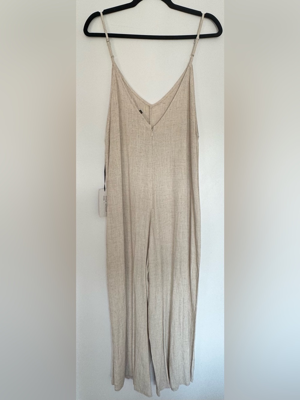 Jumpsuit- Beige Linen Blend Wide Leg - Size Large - NWT - Picture 4 of 7